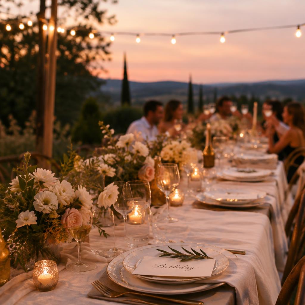 Table de fête au crépuscule (illustration)